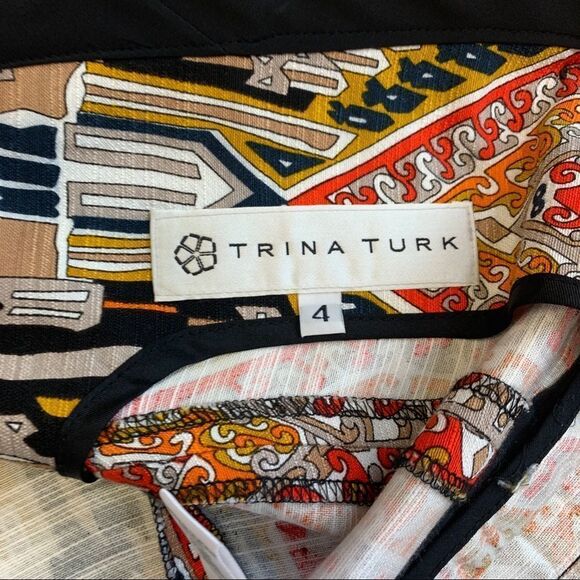 Trina Turk NWOT orange yellow silk blend blazer Sz 4 - Picture 9 of 15